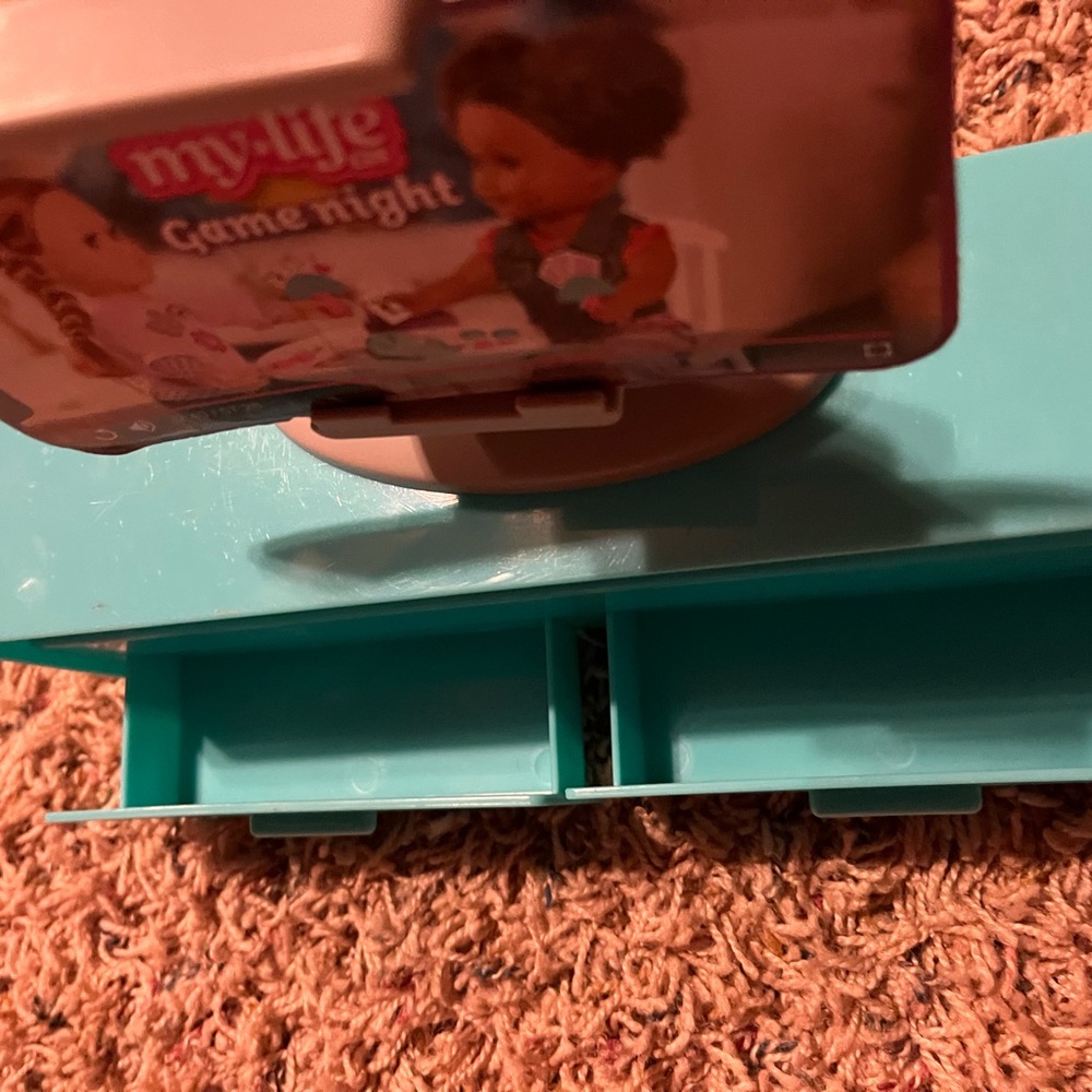 American girl doll living room set with TV that you can put your phone in